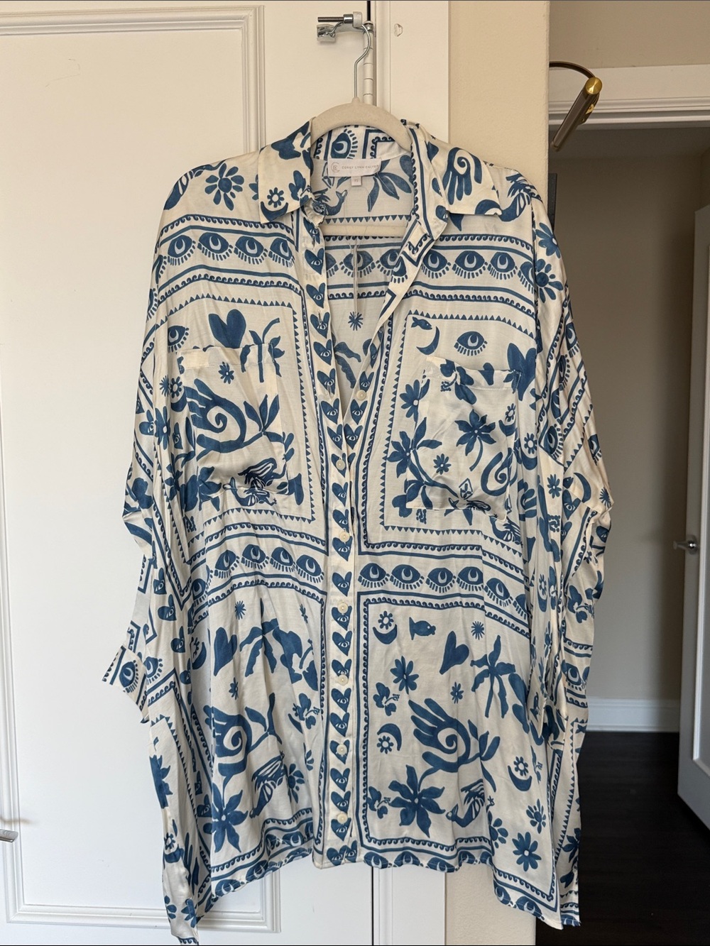 Corey Lynn Calter Blue and White Printed Mini Dress